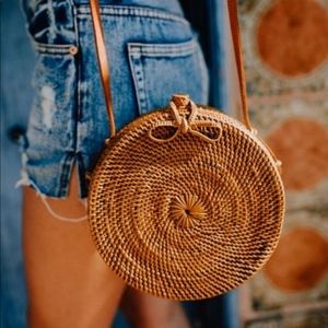 La Cantina Round Bamboo Crossbody Bag